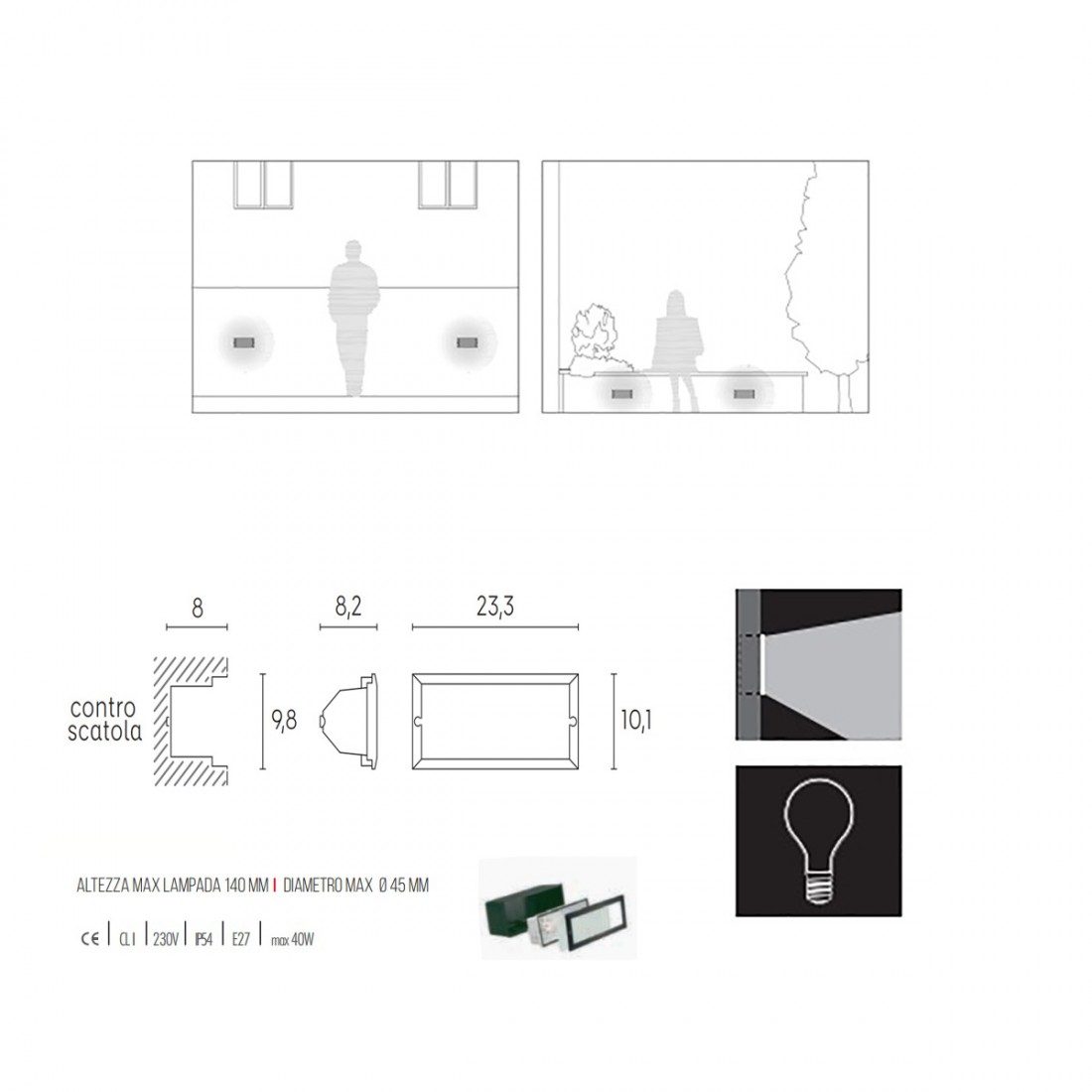 Sovil ESCAPE 215 E27 LED moderne Einbau-Stufenleuchte