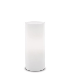 Moderne weiße Zylinderlampe aus mundgeblasenem Glas. LED.