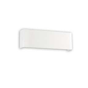Bande bi-émission rectangulaire en métal blanc mat avec LED.