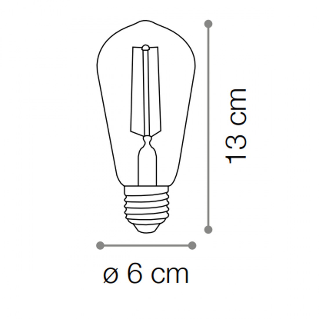 Ampoule LED vintage avec cône ambré en verre, culot E27.