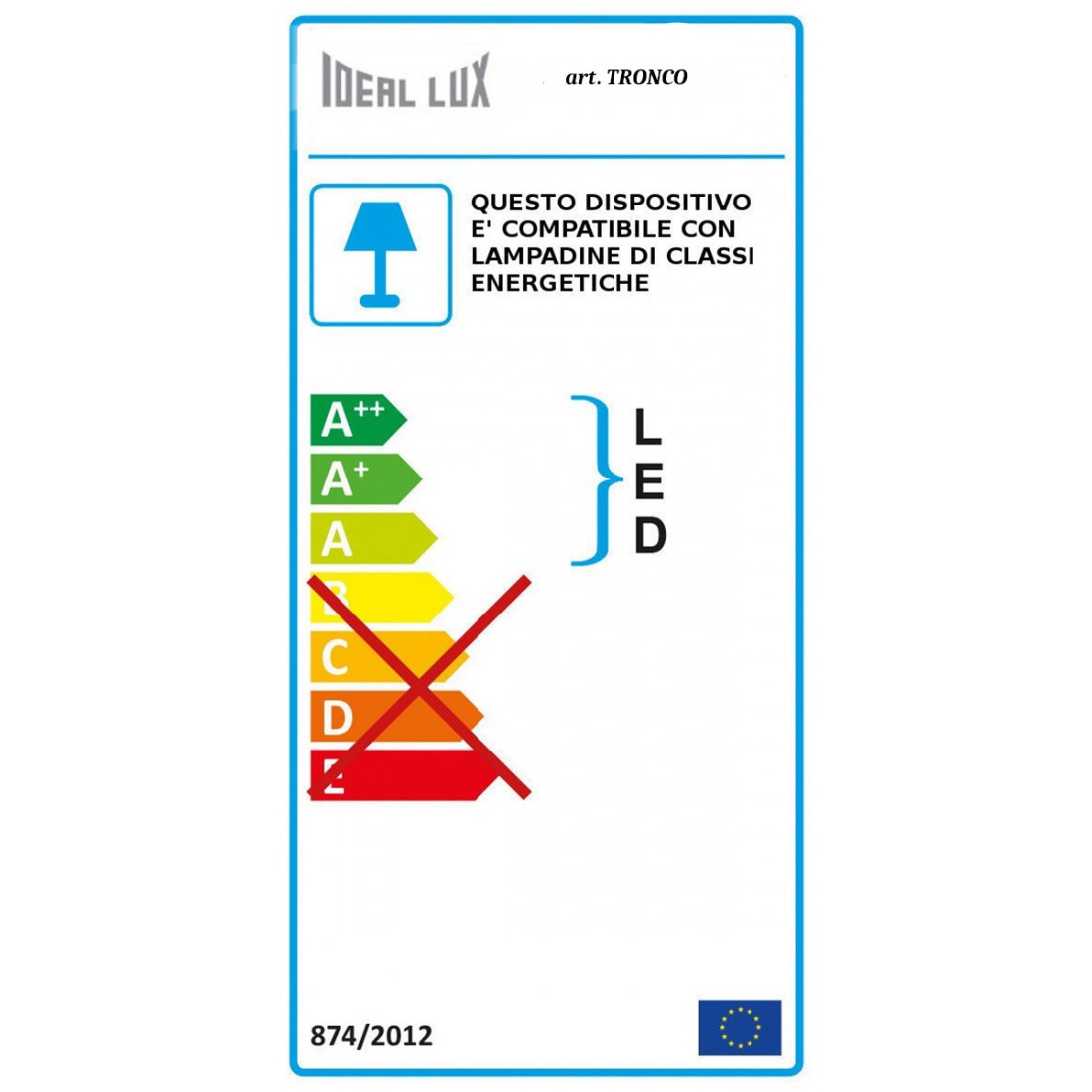 Lampioncino moderno Ideal Lux TRONCO PT1 H40 E27 LED
