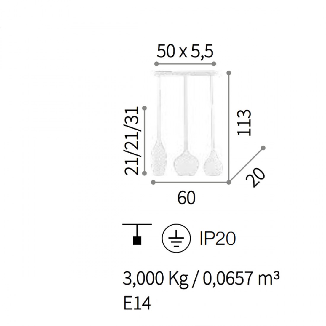 Lampadario SOFT SP3 Ideal Lux