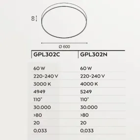 Gea Led BIHAM R GPL302 plafón redondo, plafón módulo LED integrado