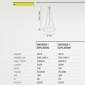 Gea Led GPL300 GKI300 Aluminium Kronleuchter, weißer Aluminiumkreis