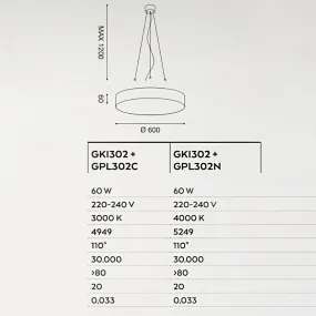 Lampadario alluminio Gea Led BIHAM R GPL302 GKI300