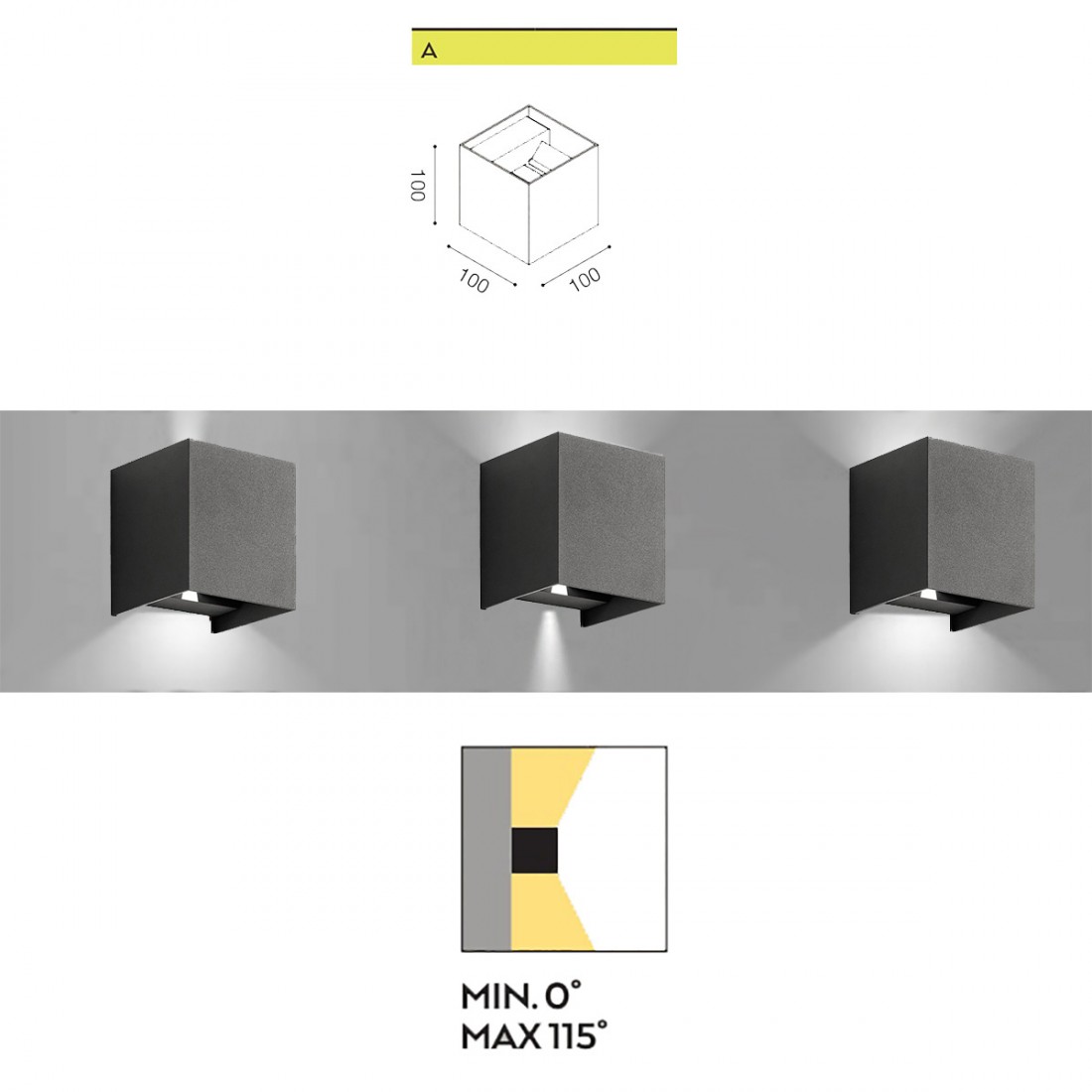 Aluminium Wandleuchte Gea Led GES860 LED IP54 moderner Würfel