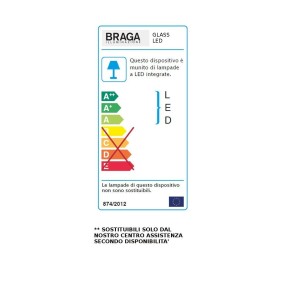 Applique moderna Fratelli Braga GLASS 2081 PL20 LED, dimmerabile