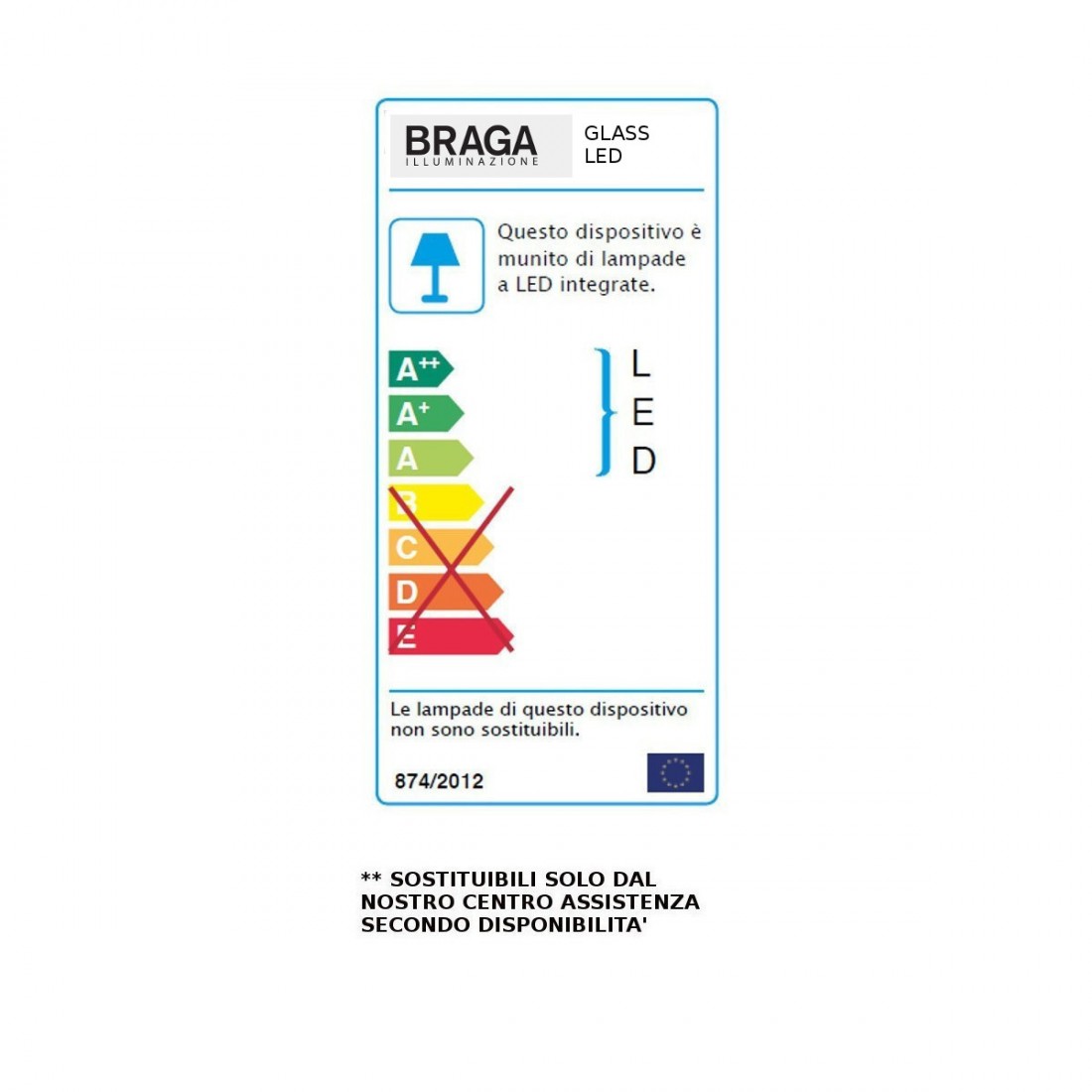 Applique GLASS LED 2081 PL20 Fratelli Braga illuminazione