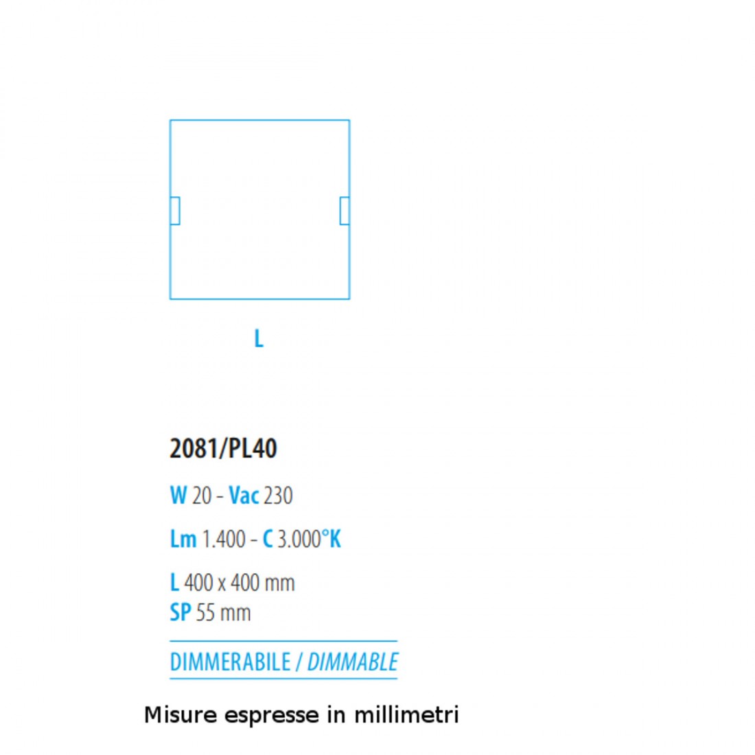 Plafonnier moderne Fratelli Braga GLASS 2081 PL40 20W dimmable LED