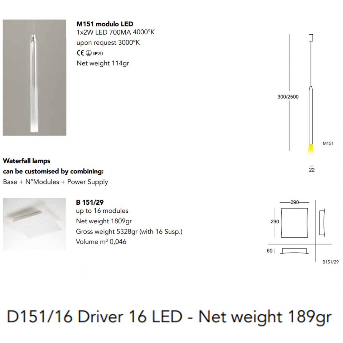 Lampadario WATERFALLS M151 Cattaneo illuminazione