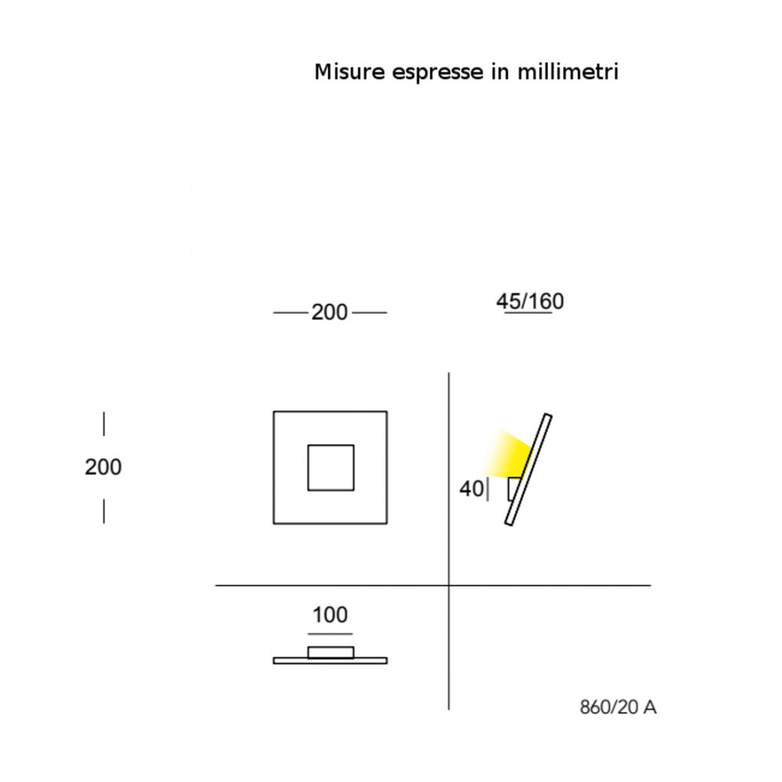 Applique SQUARE 860 20A Cattaneo illuminazione