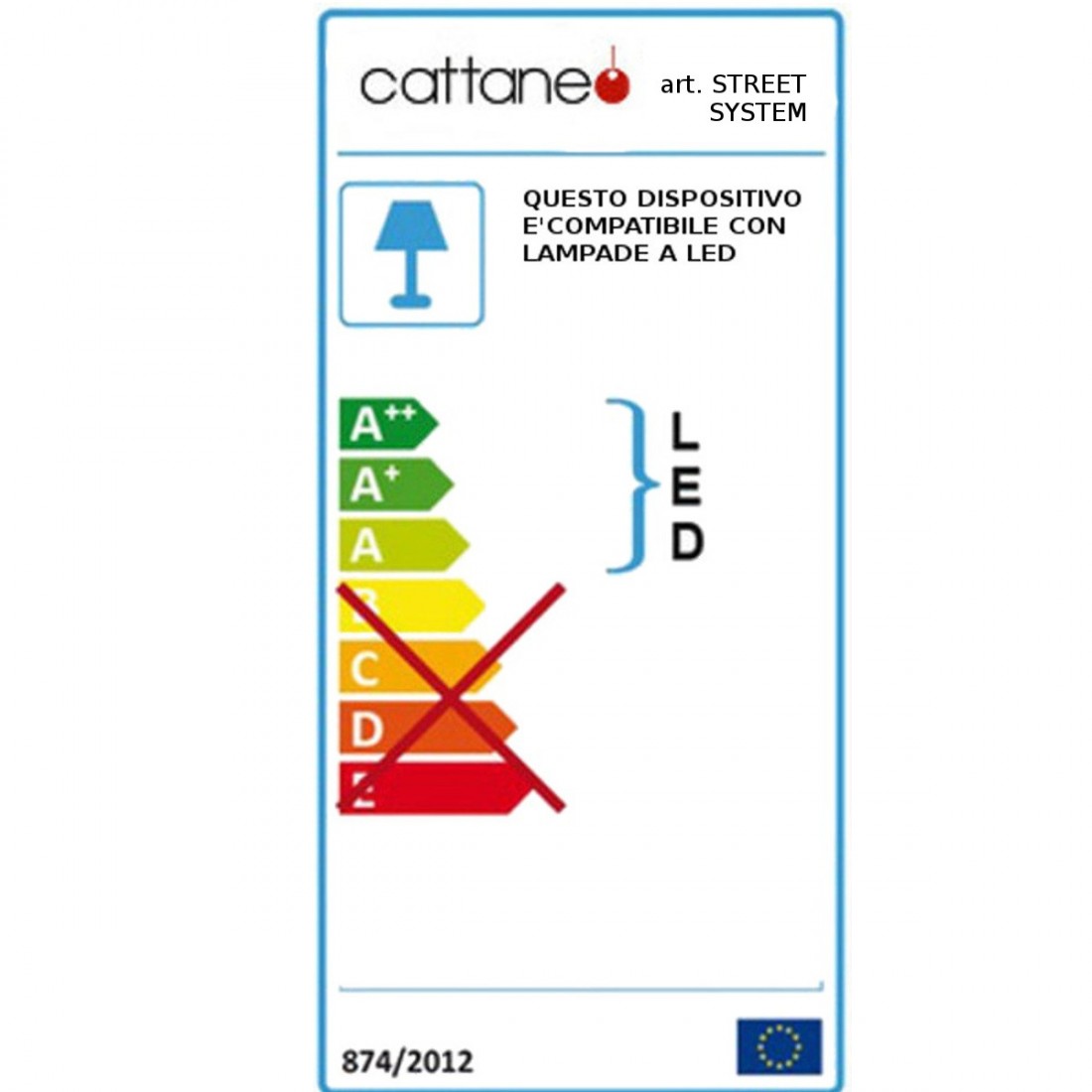 Applique moderne Cattaneo STREET SYSTEM 874 20C 873 20PA LED