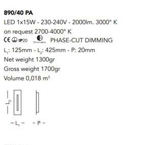 Moderne Deckenleuchte Cattaneo CENTRELINE 890 40PA LED, dimmbar