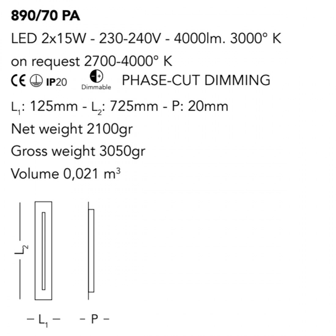 Moderne Deckenleuchte Cattaneo CENTRELINE 890 70PA LED, dimmbar