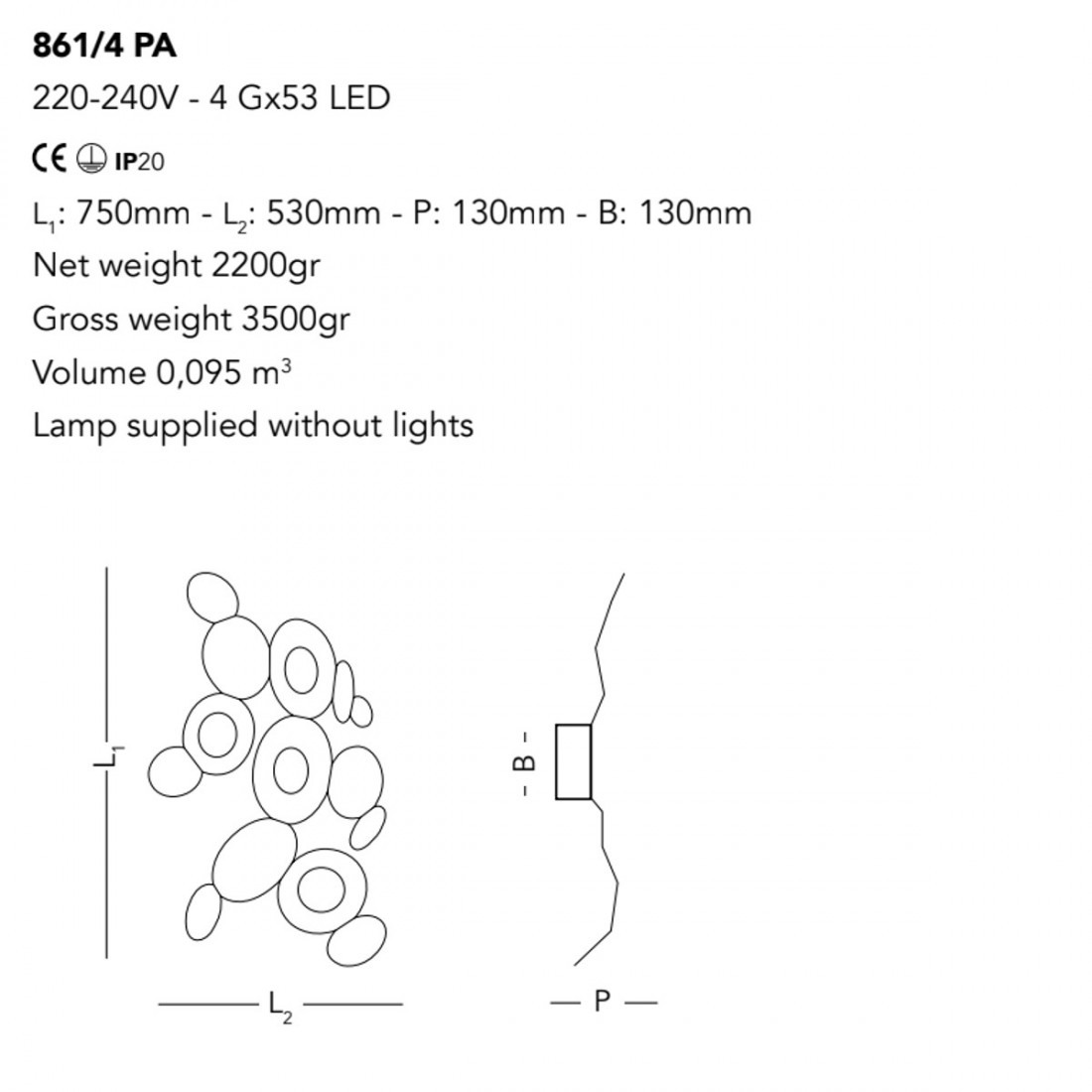 Applique MICKEY 861 4PA Cattaneo illuminazione