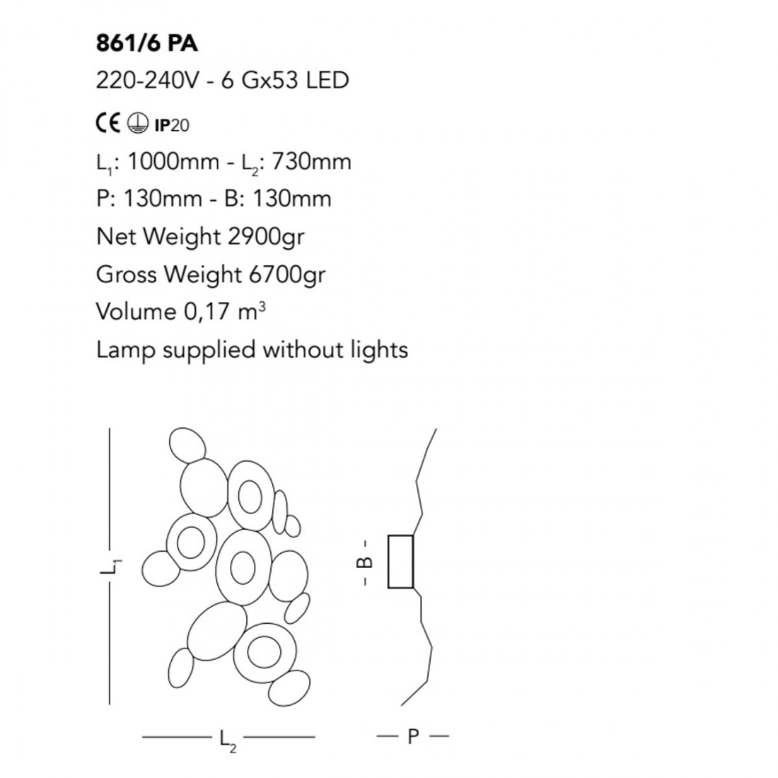 Applique moderne Cattaneo MICKEY 861 6PA LED