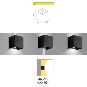 Aluminium Wandleuchte Gea Led GES863N LED IP54 moderner Würfel