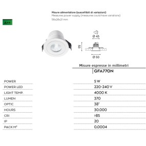 Foco empotrable Led ALYA GFA770N Gea Led para interiores