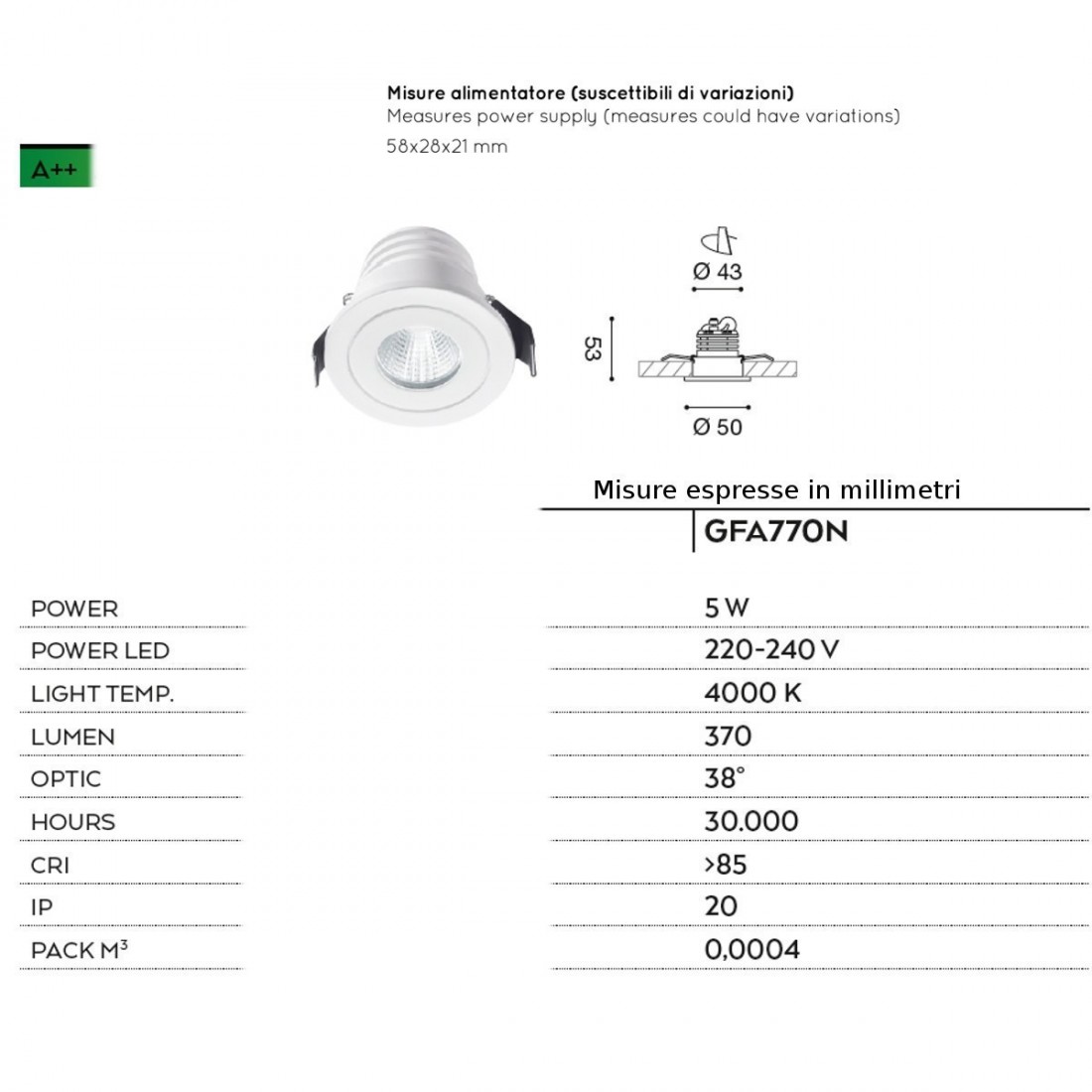 Foco empotrable Led Gea Led orientable ARAN GFA1041C