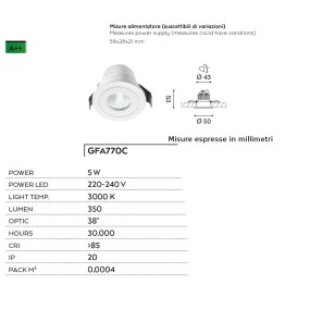 Faretto incasso GE-GFA770 Gea Led