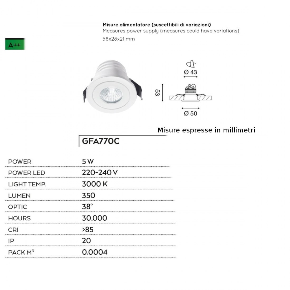 Faretto incasso GE-GFA770 Gea Led