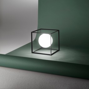 Lampe moderne Perenz CUBE 6692 N G9 LED 15x15 lampe de table cube cage métal intérieur noir mat