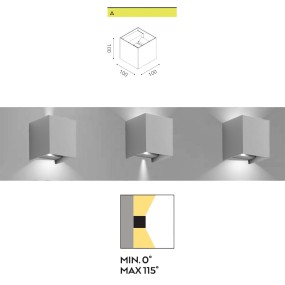 Applique Gea Led aluminium Gea Led HENK Q GES862N LED IP54modern cube