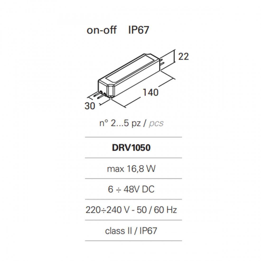 PAN International MICROLED DRV1050 IP67 16,8 W alimentation externe