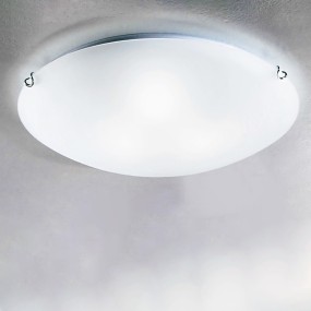 Plafoniera Illuminando BIANCA 50 PL E27 LED lampada soffitto vetro bianco satinato moderna