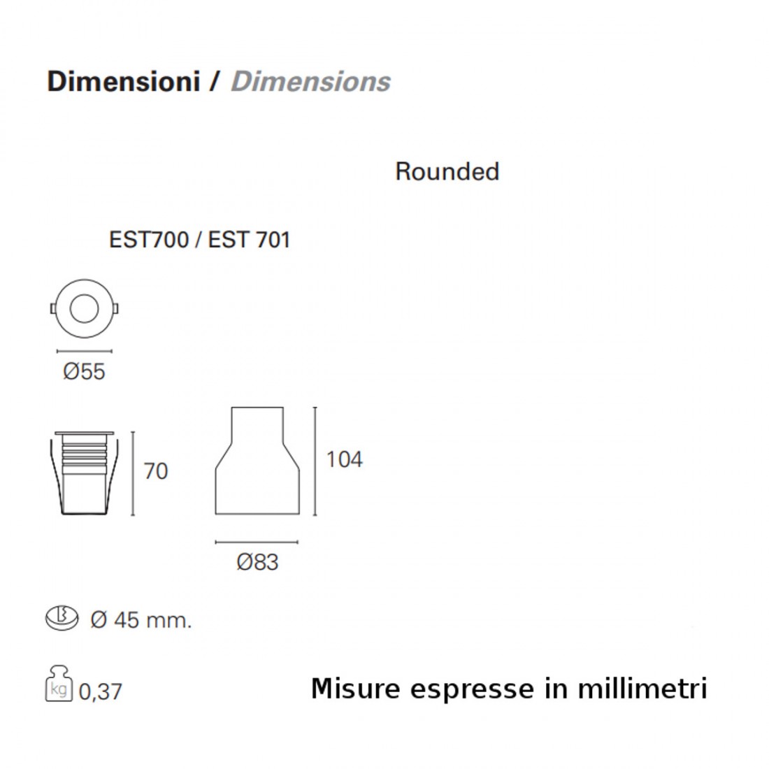 Faretto incasso NIP EST700 EST701 Pan International