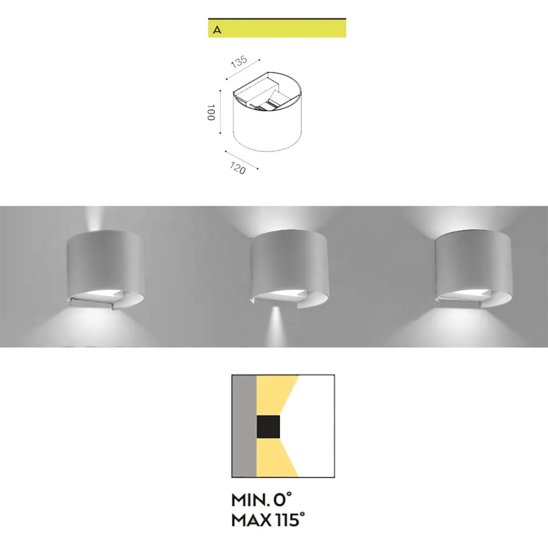 Moderne Wandleuchte Gea Led GES872C LED IP54 verstellbarer Lichtstrahl