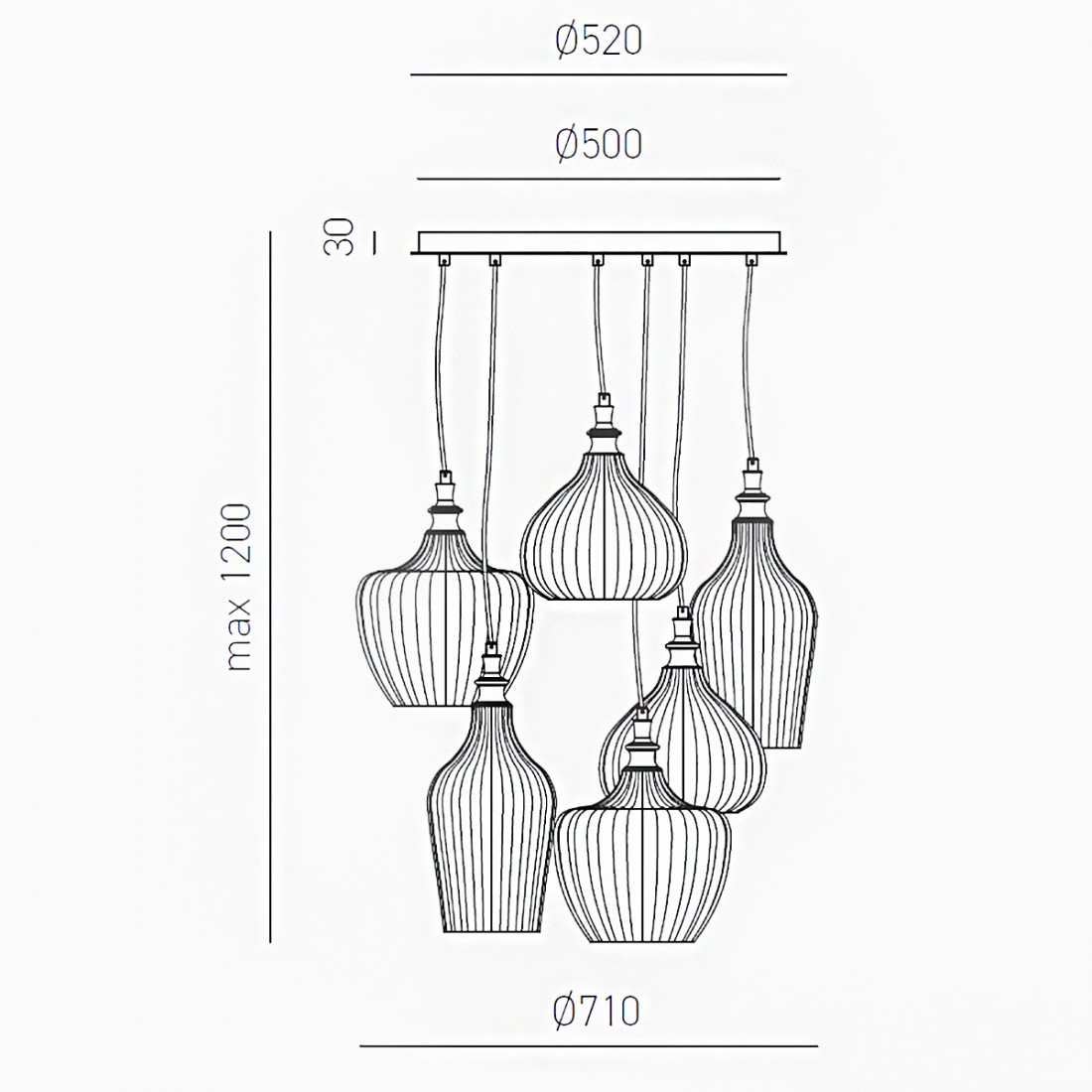 Lampadario moderno Gea Luce CLEOFE S6