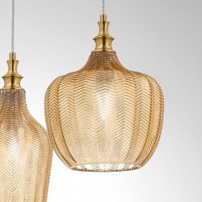 Lampadario moderno Gea Luce CLEOFE S3 vetro ocra