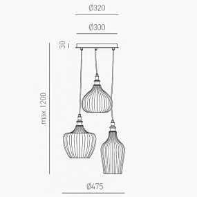 Lámpara de araña clásica Gea Luce CLEOFE S3 vidrio ámbar