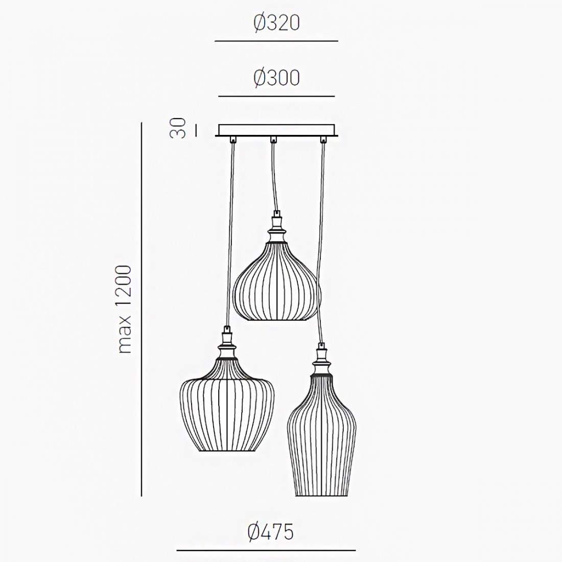 Lámpara de araña clásica Gea Luce CLEOFE S3 vidrio ámbar