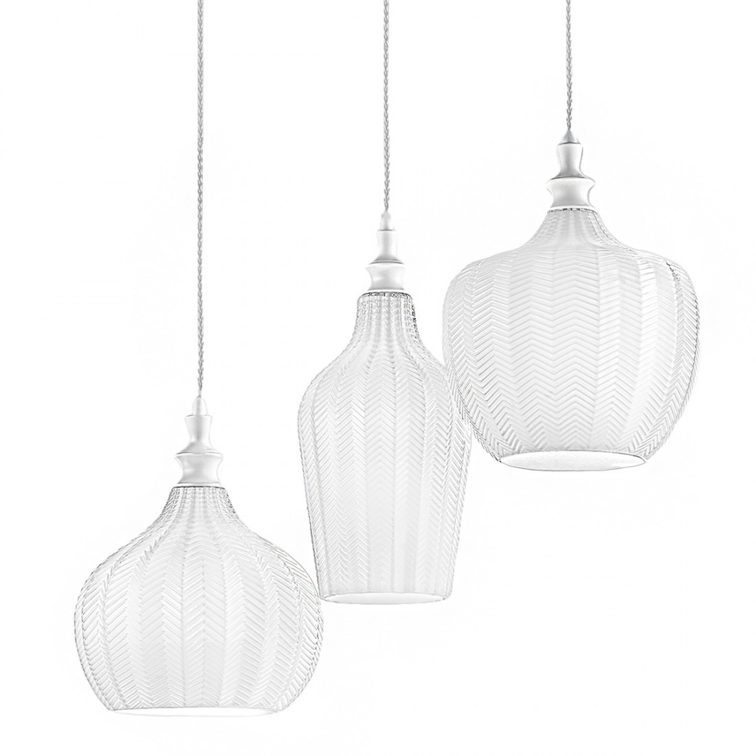 Lampadario moderno Gea Luce CLEOFE S3 vetro bianco