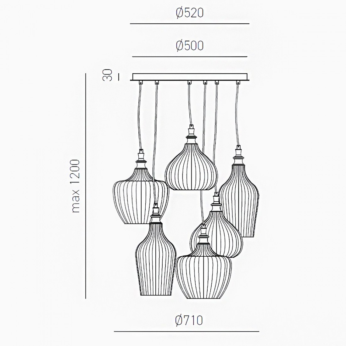 Lampadario moderno Gea Luce CLEOFE S6 bianco