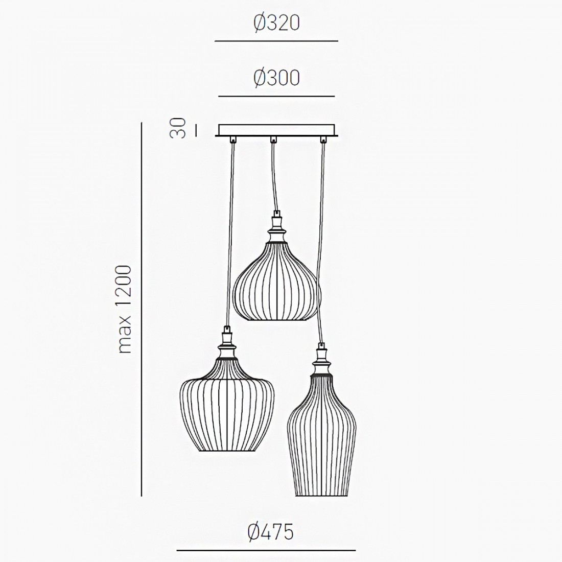 Lampadario moderno Gea Luce CLEOFE S3 vetro bianco