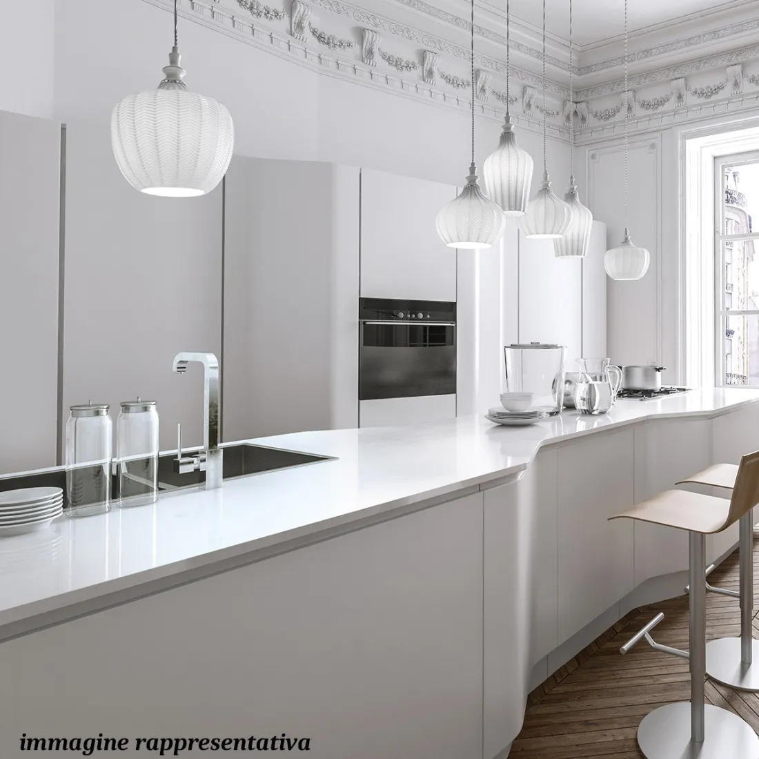 Lustre moderne Gea Luce CLEOFE S12 E27 LED verre blanc