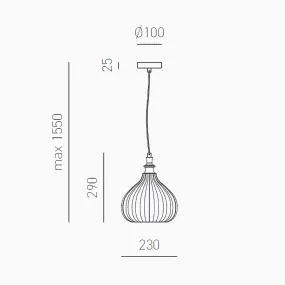 Lustre classique Gea Luce CLEOFE S11 E27 LED verre ambré