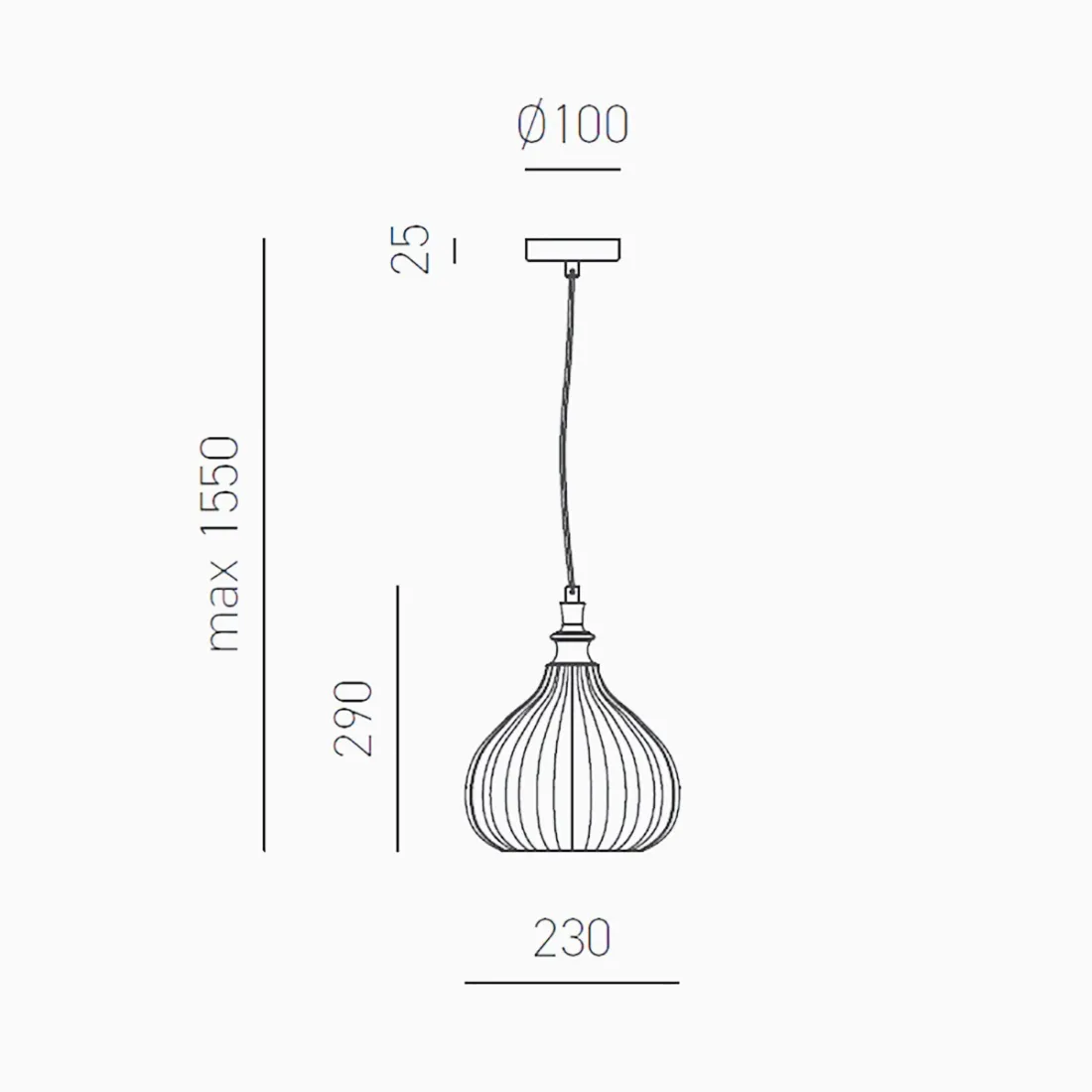 Lustre classique Gea Luce CLEOFE S11 E27 LED verre ambré