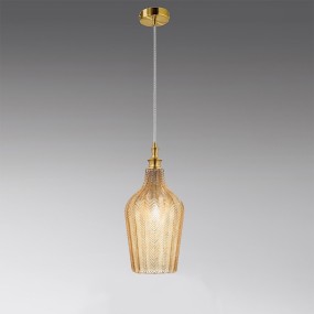 Lampadario classico Gea Luce CLEOFE S12 E27 LED vetro ambra lampada sospensione