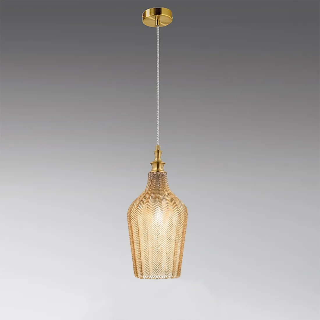 Lampadario classico Gea Luce CLEOFE S12 vetro ambra