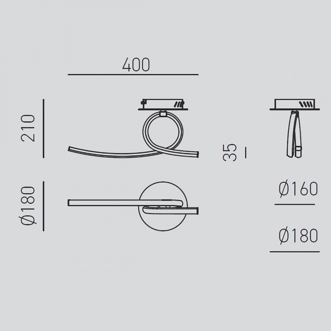 Applique moderno Gea Luce TOSCA P1 3000°K 15W LED