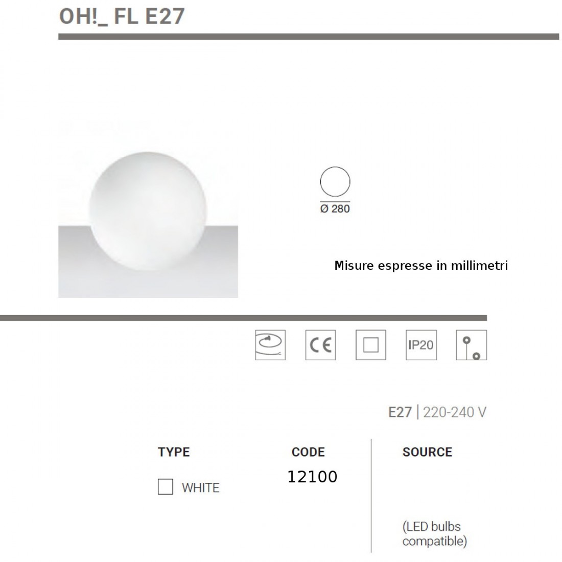 Abat-jour moderne Linea Light Group OH FL E27 12100 LED
