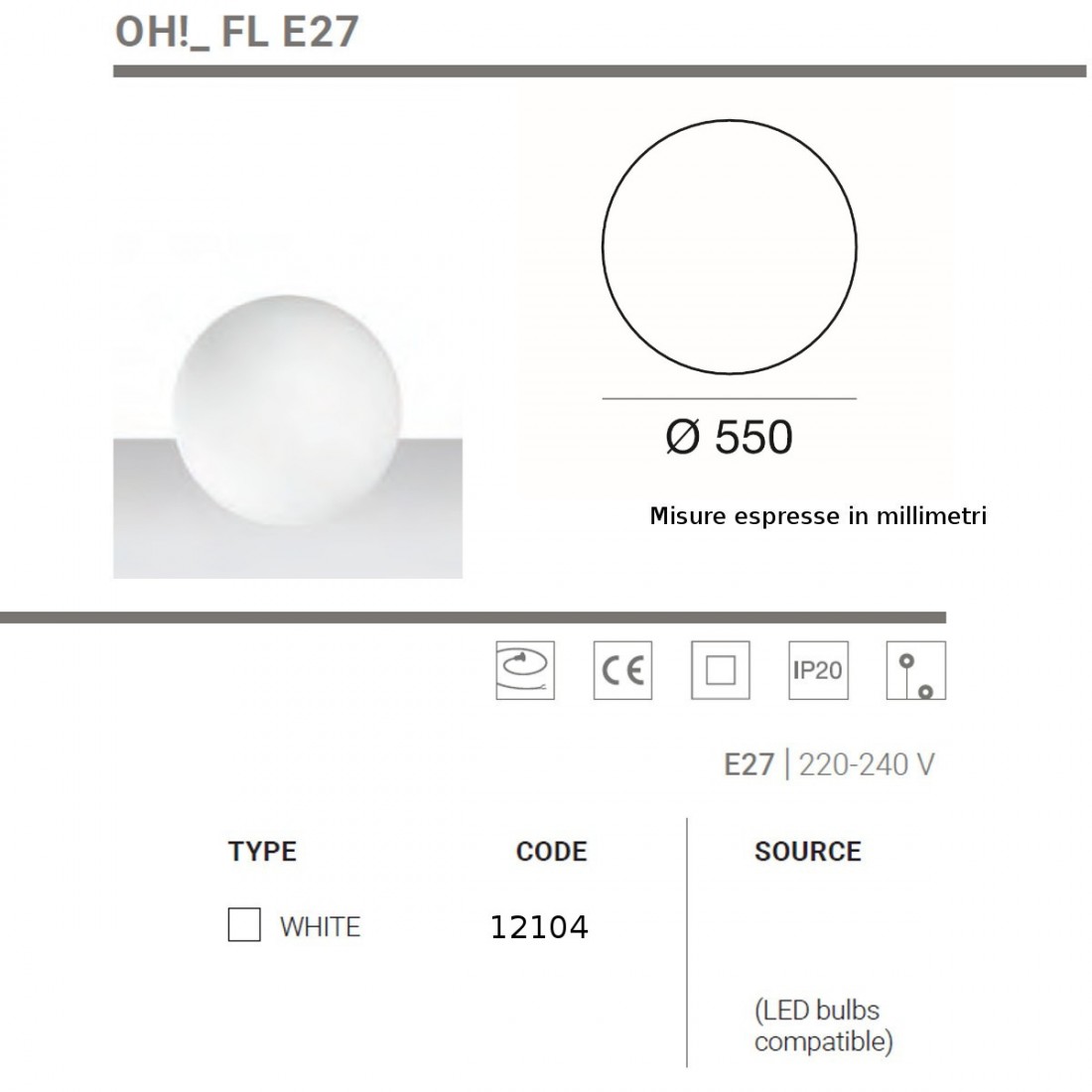 Abat- Linea Light Group OH FL E27 12104 LED