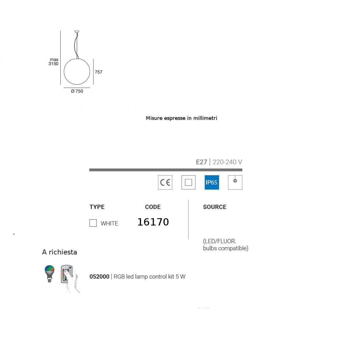 Sospensione OH P65 16170 Linea Light Group