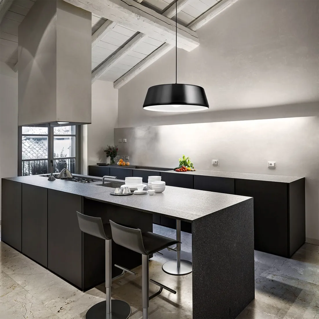 Lámpara suspensión negra Gea Luce BLANCA S