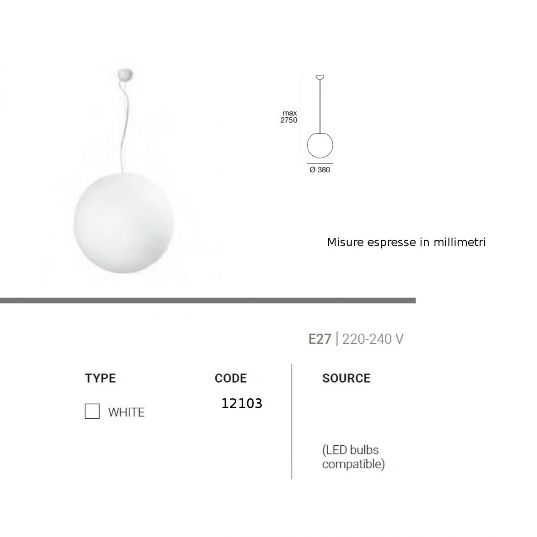 Linea Light Group OH P 12103 Lustre moderne LED