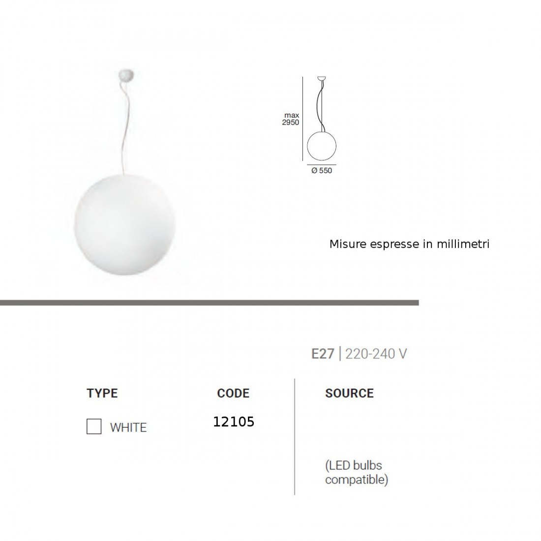 Linea Light Group OH P E27 12105 LED lustre moderne